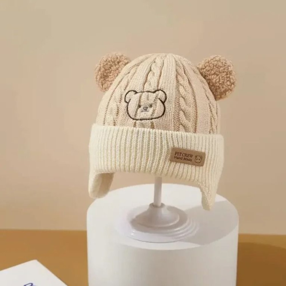 Baby Bear Knit Hat With Ears And Soft Earflap Cap For Boys Girls 7