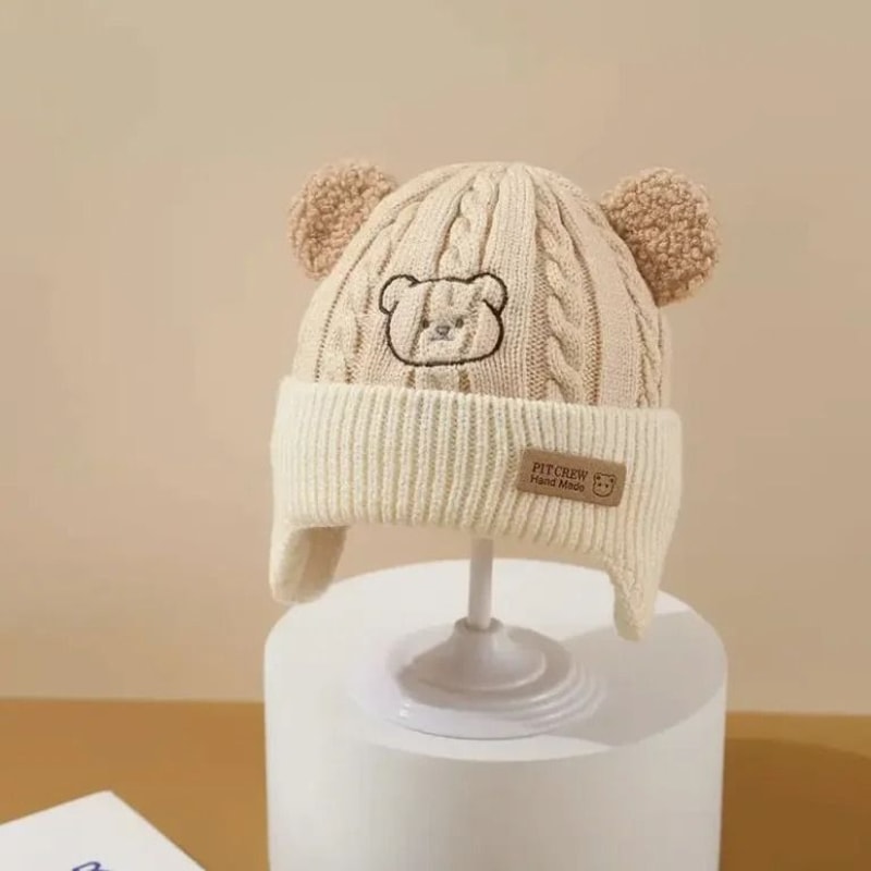 Baby Bear Knit Hat With Ears And Soft Earflap Cap For Boys Girls 7