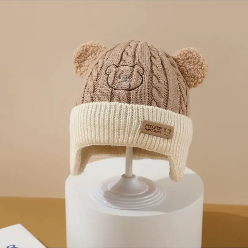 Baby Bear Knit Hat With Ears And Soft Earflap Cap For Boys Girls 8
