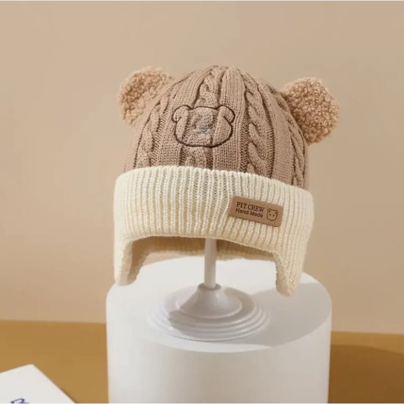 Baby Bear Knit Hat With Ears And Soft Earflap Cap For Boys Girls 8