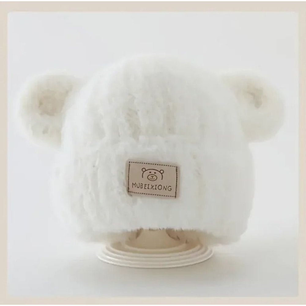 Winter Warm Baby Hat With Bear Ears Soft Plush Lining Cozy Headwear 7