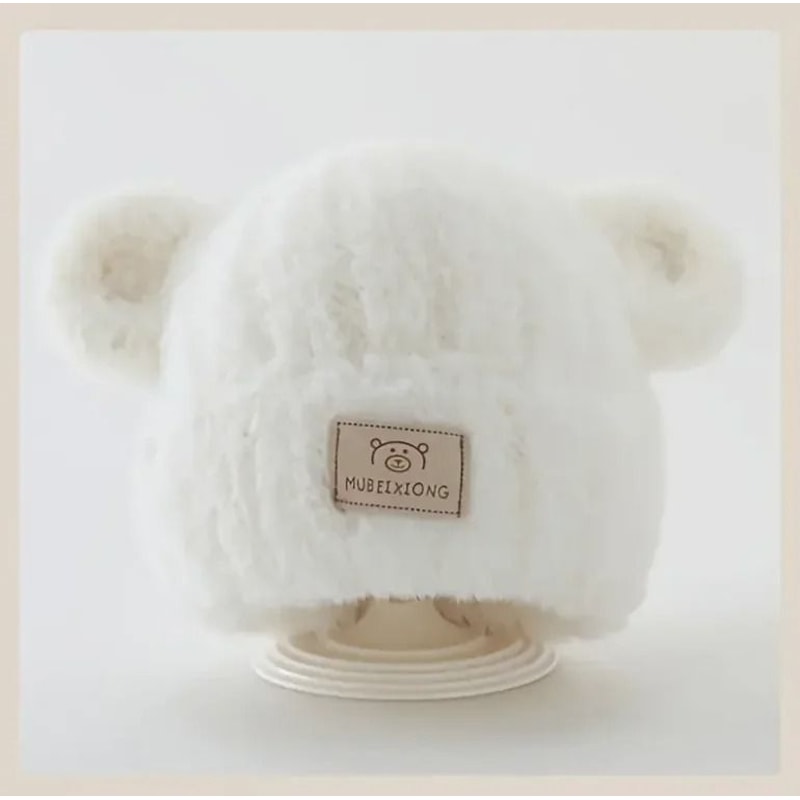 Winter Warm Baby Hat With Bear Ears Soft Plush Lining Cozy Headwear 7