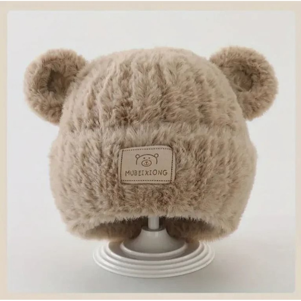 Winter Warm Baby Hat With Bear Ears Soft Plush Lining Cozy Headwear 8