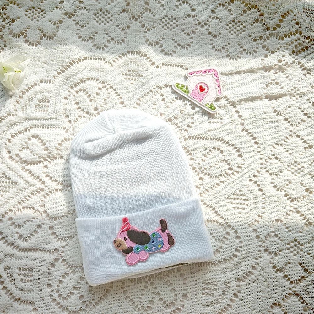 Cute Cartoon Label Newborn Knitted Beanie Hat Soft Cotton Bonnet 10
