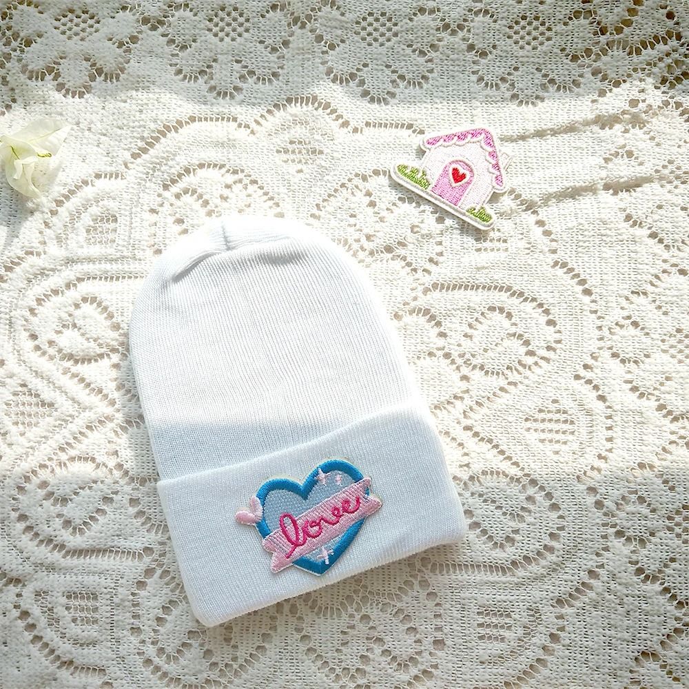 Cute Cartoon Label Newborn Knitted Beanie Hat Soft Cotton Bonnet 8