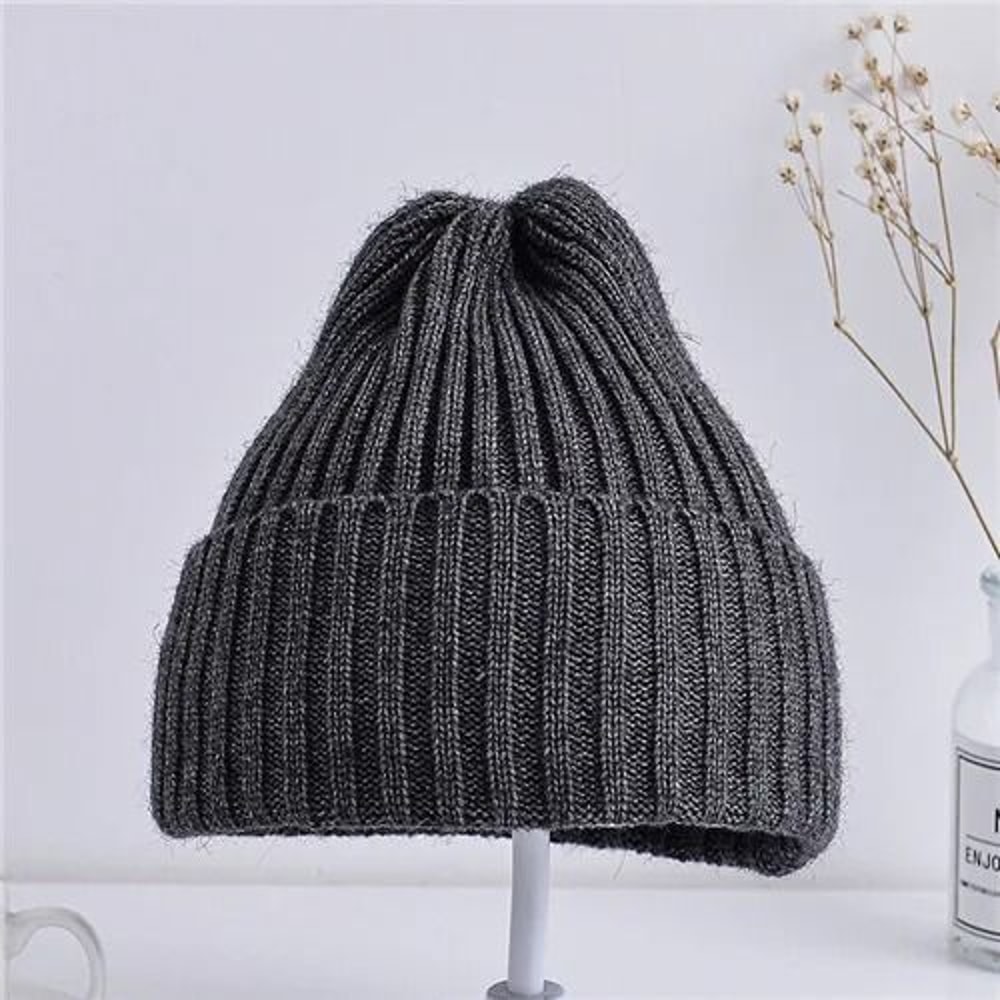 Baby Kids Ribbed Knitted Beanie Hat Windproof Toddler Photography Accessory 10
