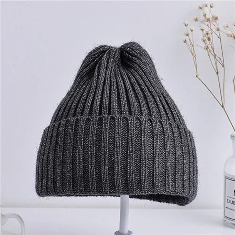 Baby Kids Ribbed Knitted Beanie Hat Windproof Toddler Photography Accessory 10
