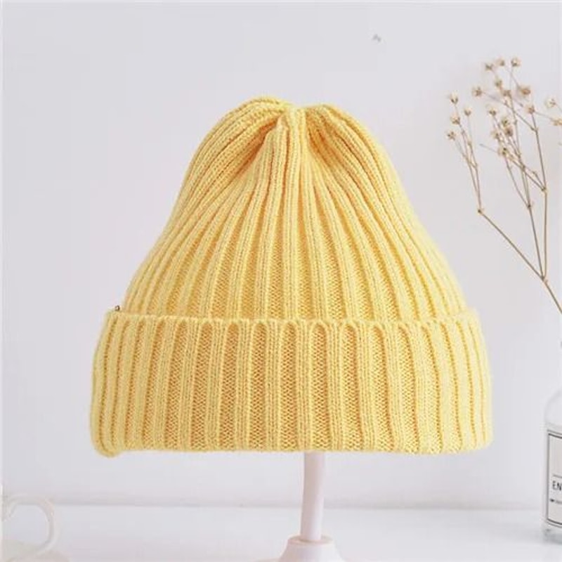 Baby Kids Ribbed Knitted Beanie Hat Windproof Toddler Photography Accessory 12