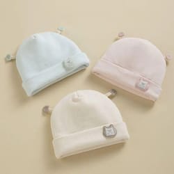 newborn fetal hat cute cartoon baby bear beanie pure cotton pullover cap
