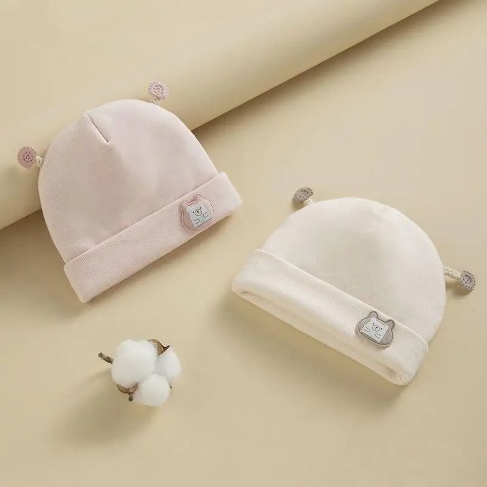 Newborn Fetal Hat Cute Cartoon Baby Bear Beanie Pure Cotton Pullover Cap 1