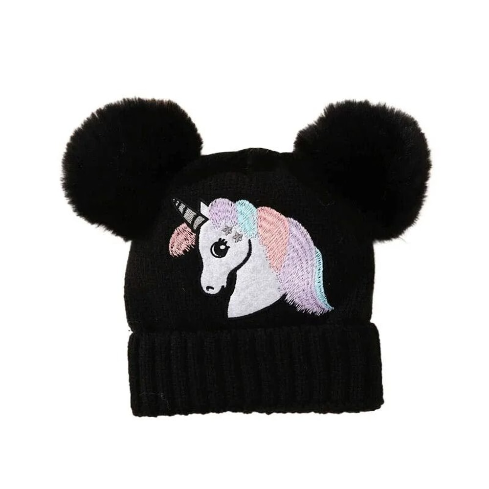 Cartoon Horse Knitted Winter Baby Hat Kids PomPom Ball Warm Bonnet 6