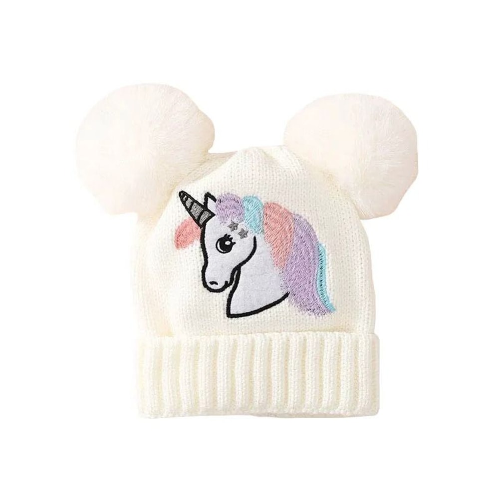 Cartoon Horse Knitted Winter Baby Hat Kids PomPom Ball Warm Bonnet 8