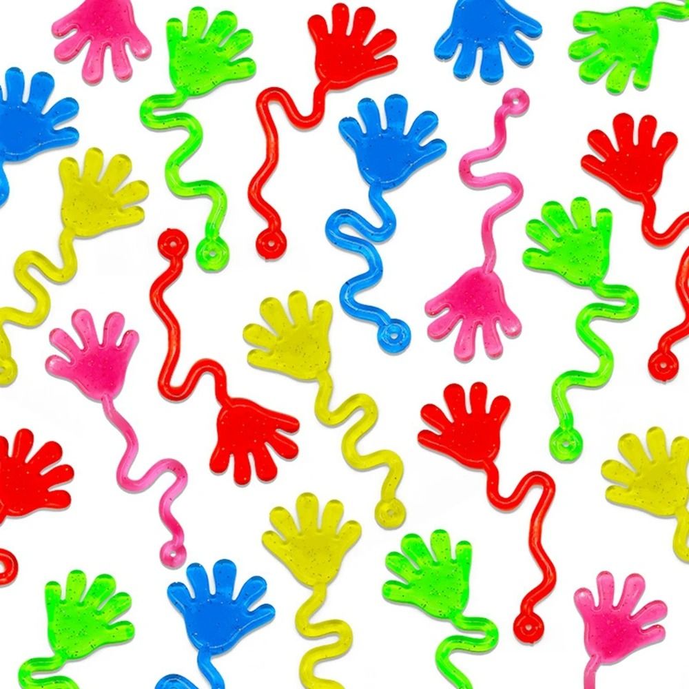 12PCS Glitter Sticky Hands Mini Stretchy Sensory Stress Relief Toys 0