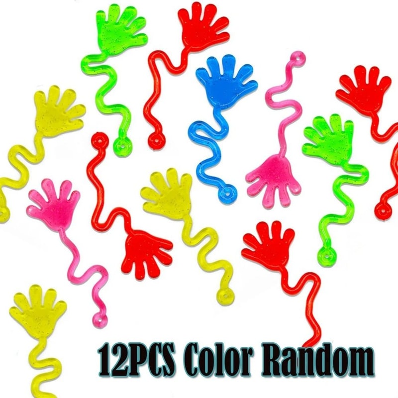12PCS Glitter Sticky Hands Mini Stretchy Sensory Stress Relief Toys 6