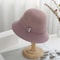 Womens Faux Mink Cashmere Knitted Bucket Hat Solid Color Artistic Sun Cap 3
