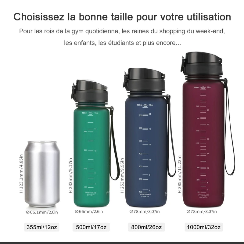 Sports Water Bottle Tritan Plastic Leakproof Shaker Outdoor Travel Drinkware 350 Ml 5