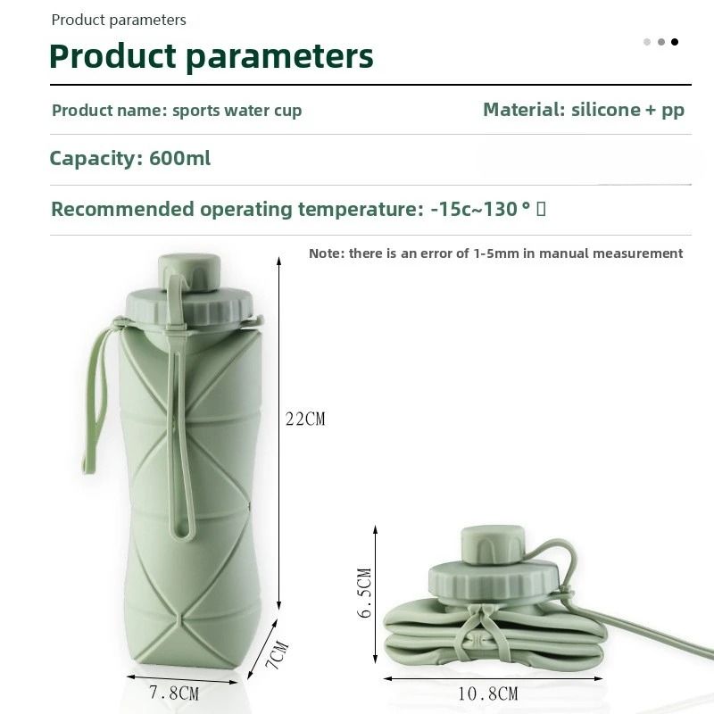 Silicone Folding Water Cup Portable Outdoor Travel HighTemperature Resistant Sports Kettle 2