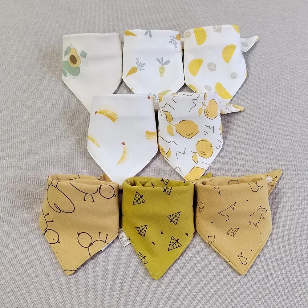 8PCS Baby Triangle Bibs Burp Cloths Double Layer Cotton Saliva Towels 1