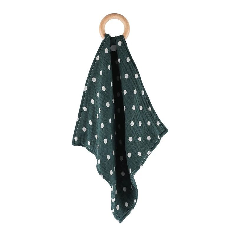 Muslin Cotton Baby Bib Beech Wood Animal Teether Saliva Towel 3