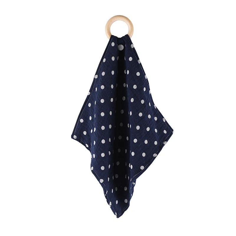 Muslin Cotton Baby Bib Beech Wood Animal Teether Saliva Towel 5