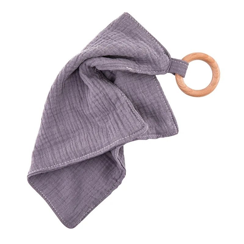 Muslin Cotton Baby Bib Beech Wood Animal Teether Saliva Towel 11