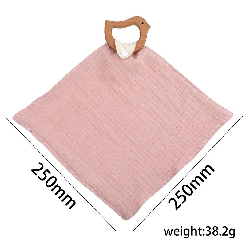 Muslin Cotton Baby Bib Beech Wood Animal Teether Saliva Towel 15