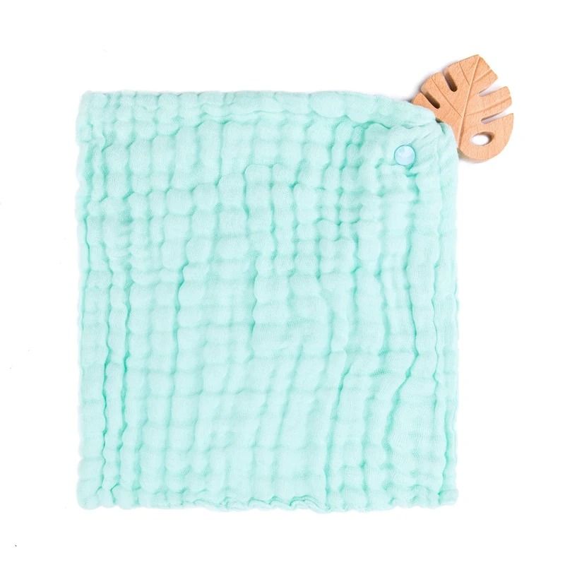 Muslin Cotton Baby Bib Beech Wood Animal Teether Saliva Towel 19