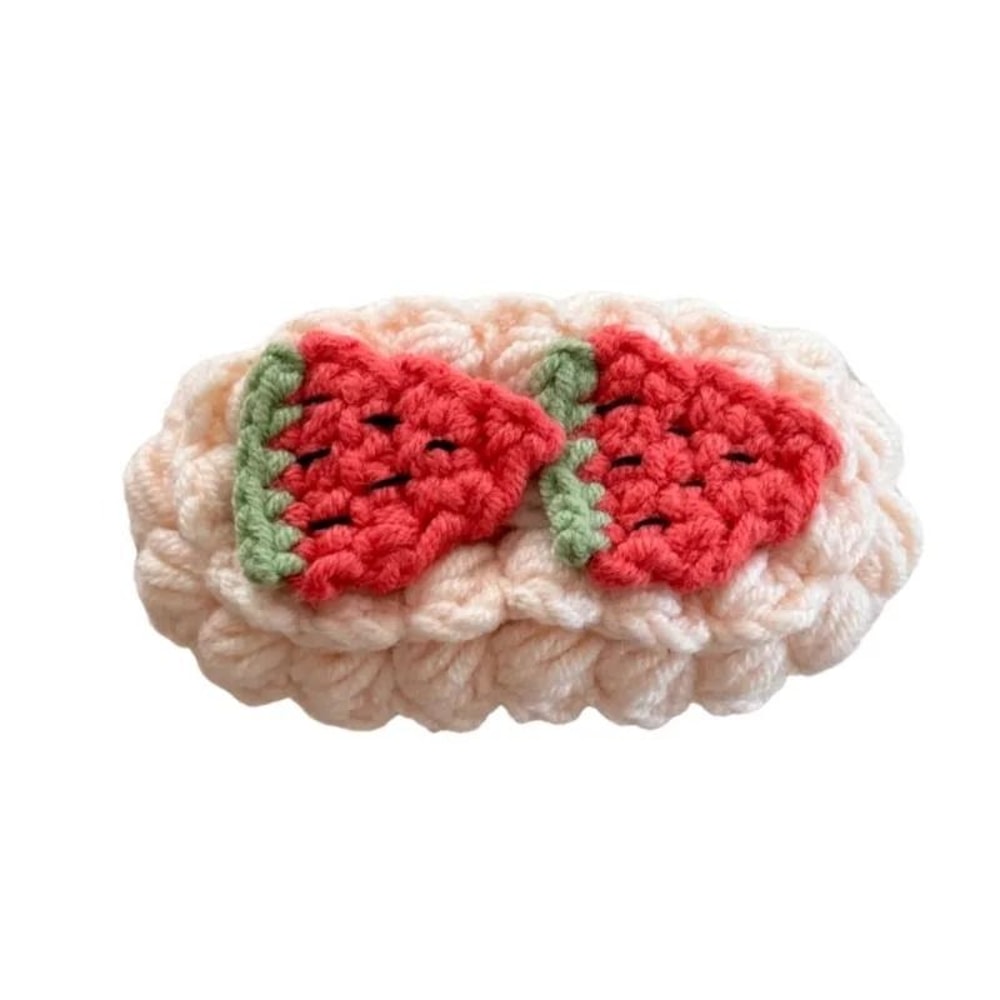 Handmade Wool Crocheted Fruit Hairpin Autumn Winter BB Bangs Clip 4