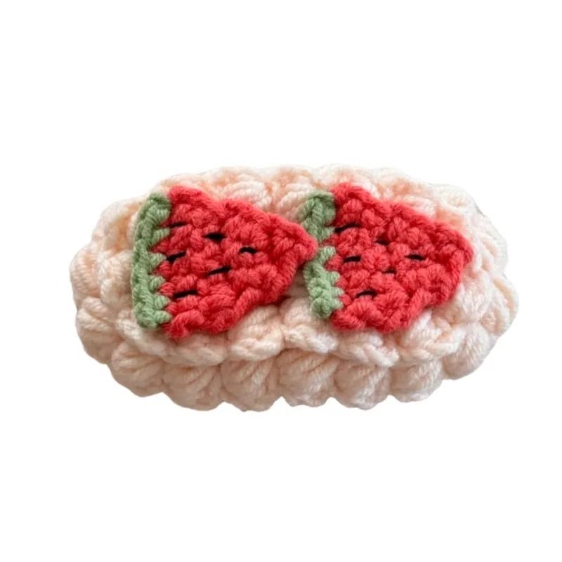 Handmade Wool Crocheted Fruit Hairpin Autumn Winter BB Bangs Clip 4