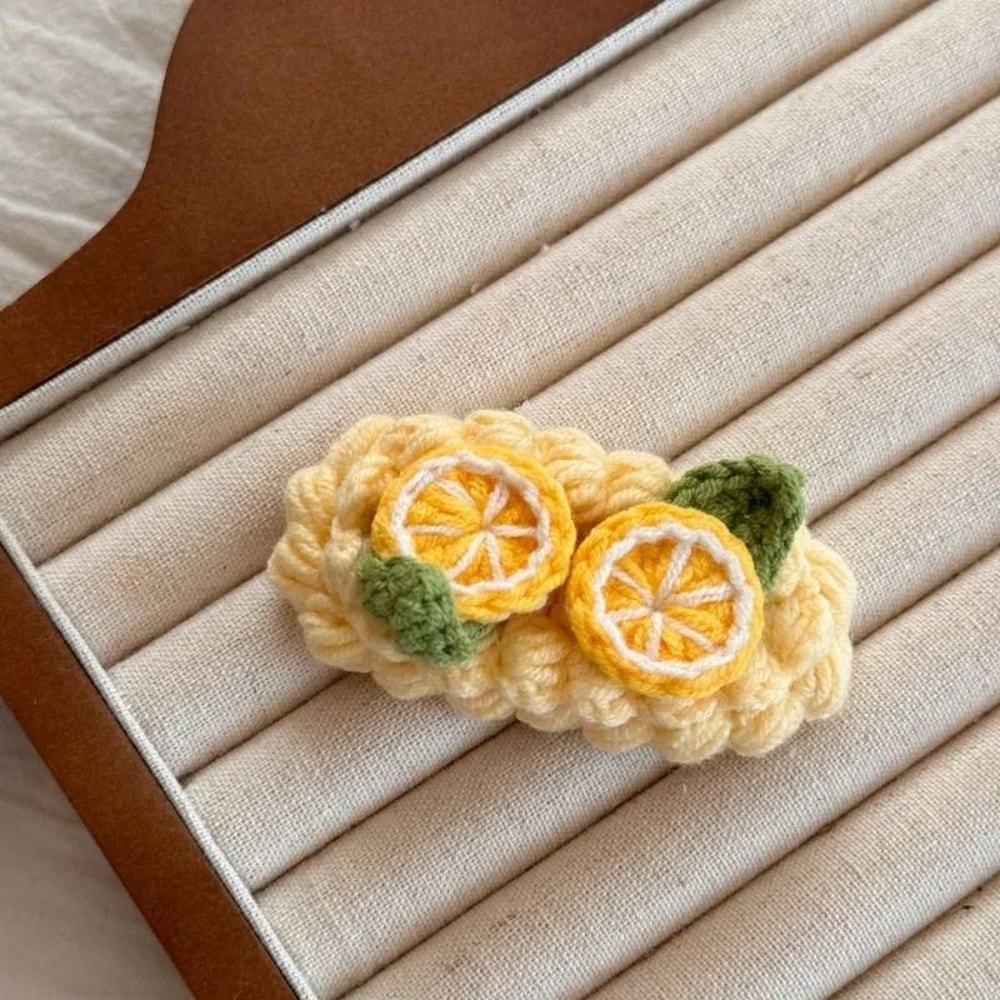 Handmade Wool Crocheted Fruit Hairpin Autumn Winter BB Bangs Clip 5