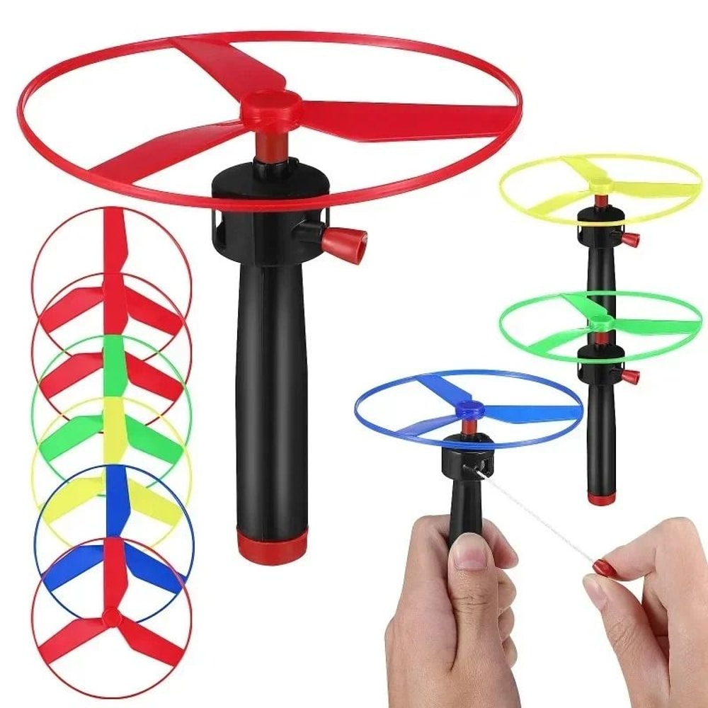 Kids Pull String Flying Disc Propeller Helicopter Outdoor Fun Game Toy 1