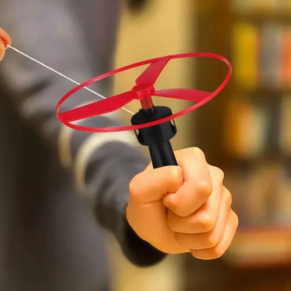 Kids Pull String Flying Disc Propeller Helicopter Outdoor Fun Game Toy 3