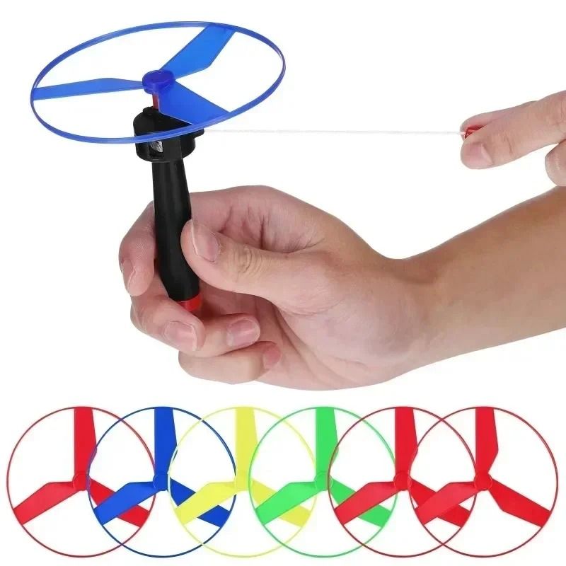 Kids Pull String Flying Disc Propeller Helicopter Outdoor Fun Game Toy 4