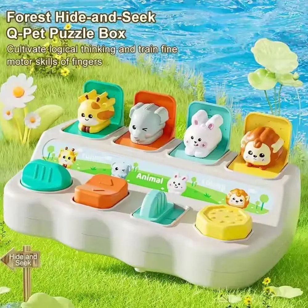 Montessori PopUp Animal Toys Learning Boxes Logic Motor Skill Development 0