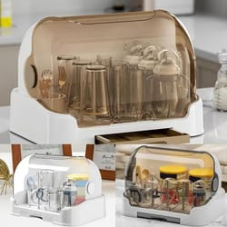 portable baby bottle storage box with lid & removable drip drying rack