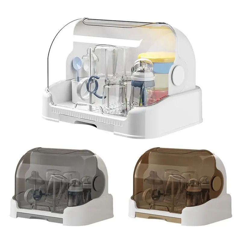 Portable Baby Bottle Storage Box With Lid Removable Drip Drying Rack 2