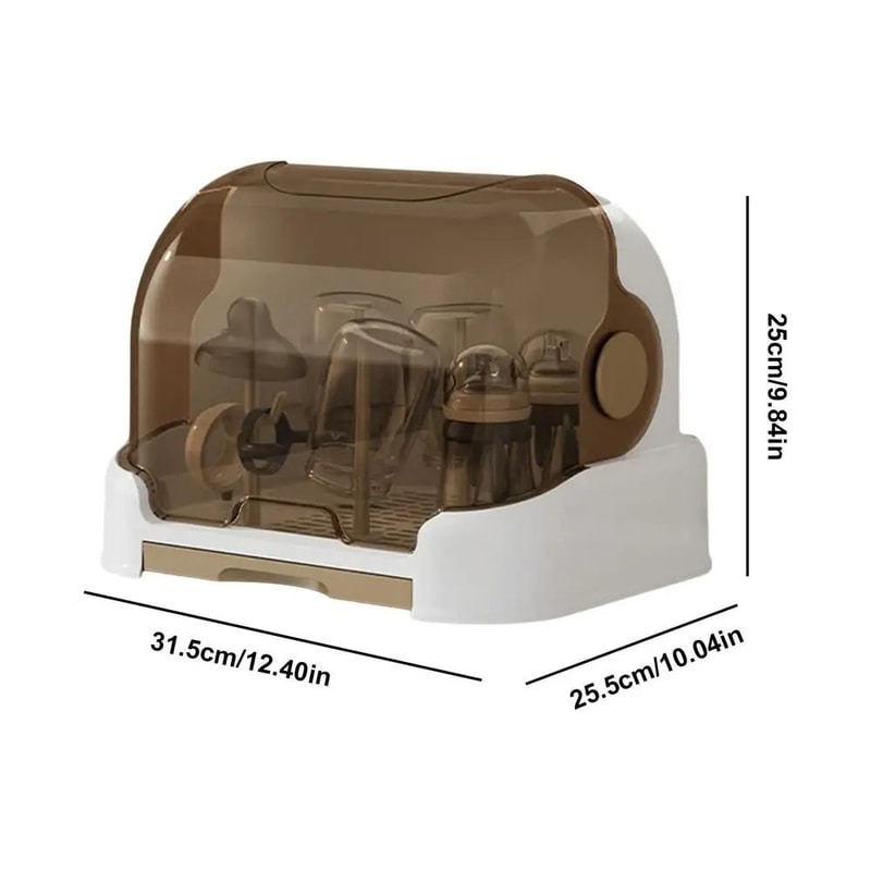 Portable Baby Bottle Storage Box With Lid Removable Drip Drying Rack 8