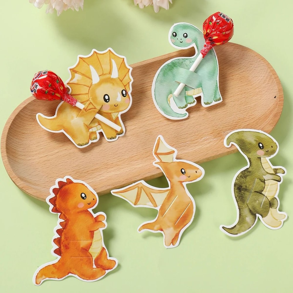 Dinosaur Lollipop Holder Decoration Cards 1st Birthday Baby Shower Favors 2
