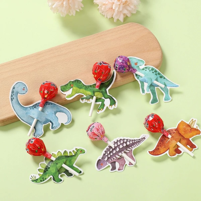 Dinosaur Lollipop Holder Decoration Cards 1st Birthday Baby Shower Favors 3