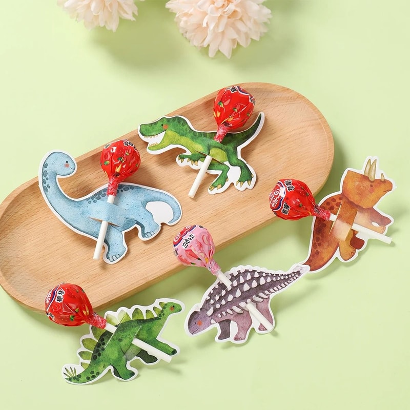 Dinosaur Lollipop Holder Decoration Cards 1st Birthday Baby Shower Favors 4