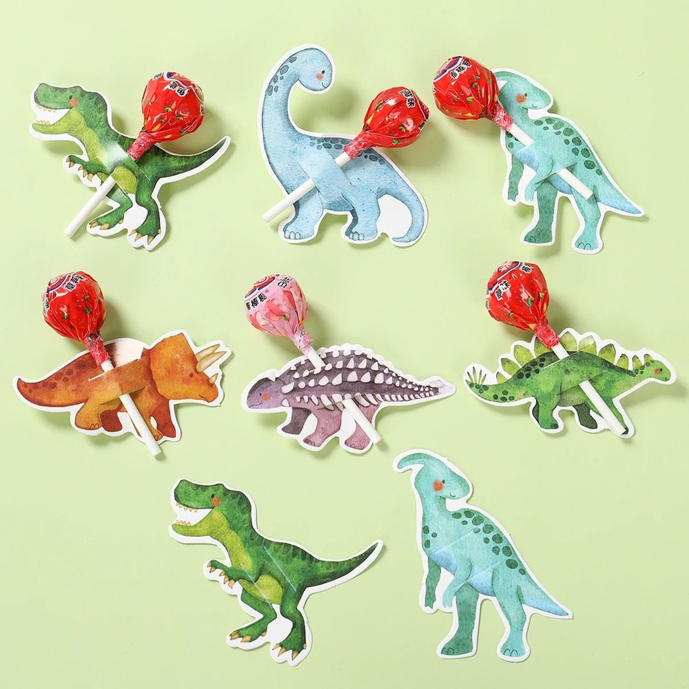 Dinosaur Lollipop Holder Decoration Cards 1st Birthday Baby Shower Favors 5