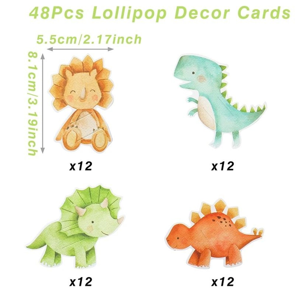 Dinosaur Lollipop Holder Decoration Cards 1st Birthday Baby Shower Favors 7