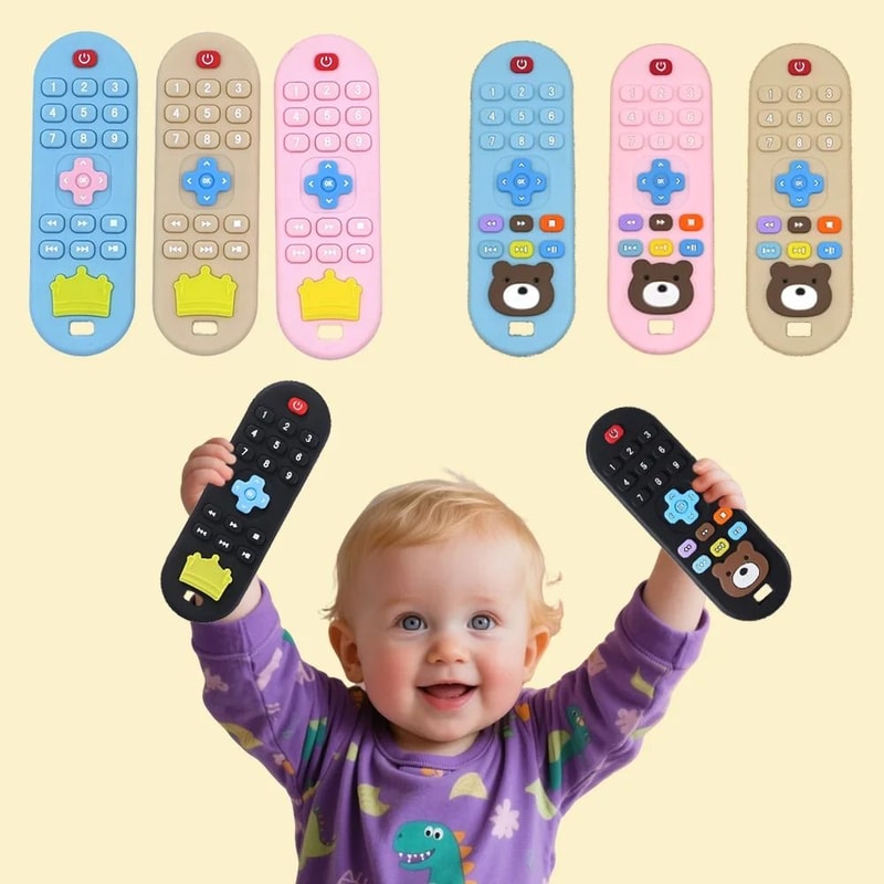 Childrens Silicone Remote Control Teether Oral Soothing Molar Toy 0