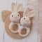 Baby Crochet Bunny Rattle Wooden Teether Newborn Educational Music Toy 0