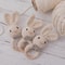 Baby Crochet Bunny Rattle Wooden Teether Newborn Educational Music Toy 3