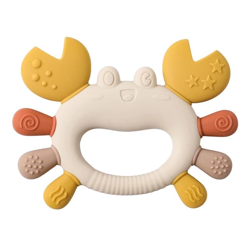 Silicone Crab Baby Teether With Natural Wooden Ring BPAFree Molar Toy 11