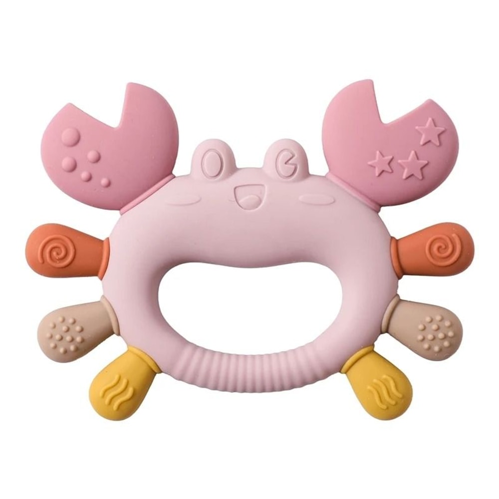 Silicone Crab Baby Teether With Natural Wooden Ring BPAFree Molar Toy 12