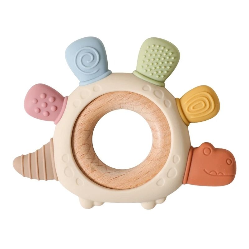Silicone Crab Baby Teether With Natural Wooden Ring BPAFree Molar Toy 13