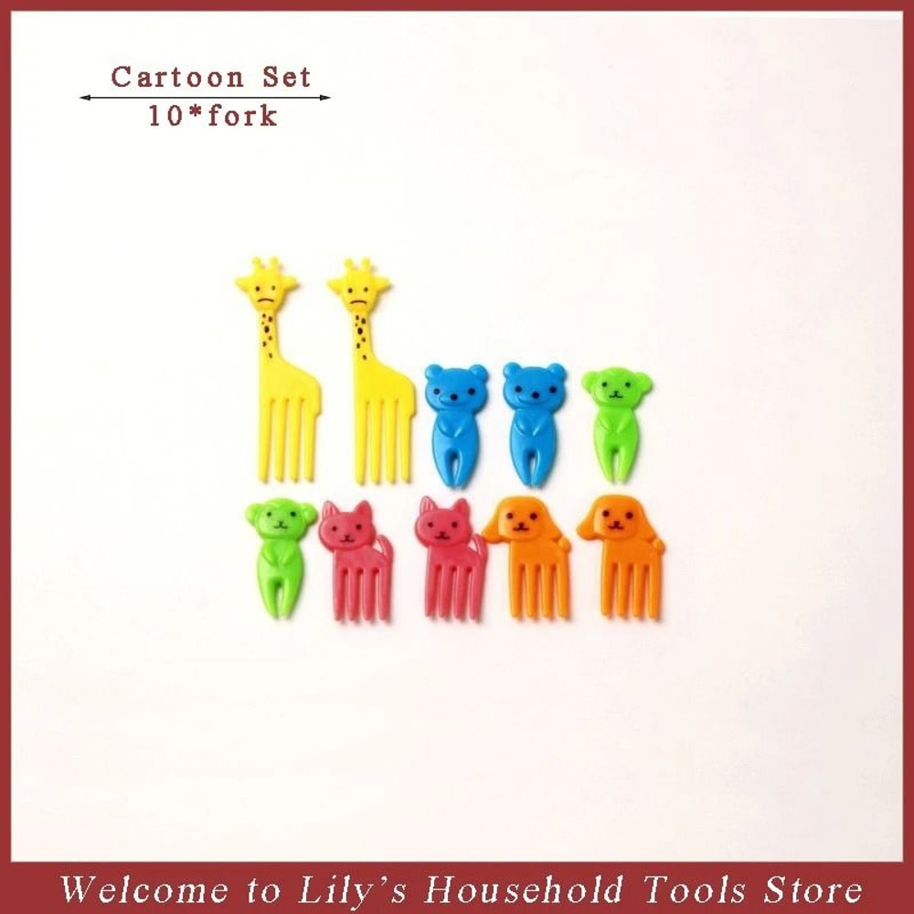 Animal Fruit Fork Set Mini Cartoon FoodGrade Bento Lunch Accessories 6