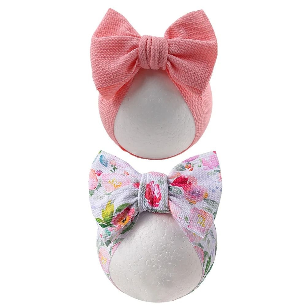 2PcsSet Rainbow Floral Print Bullet Fabric Baby Headbands One Size Fits All 10